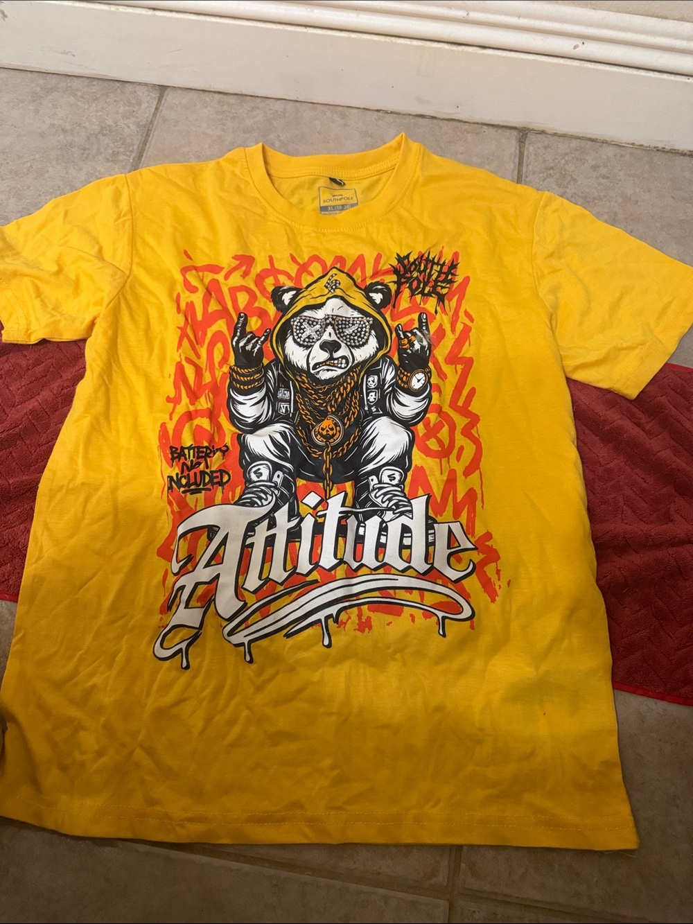 South Pole Yellow Graphic 'Attitude' Kids Tee with Bear Print